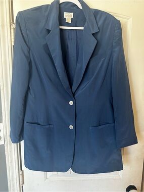 Moda Int’l 100% Silk Blazer - Navy Blue Vintage - Medium